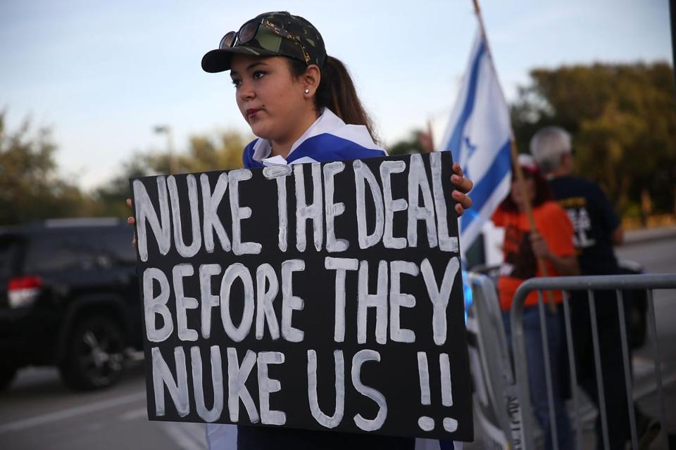 Kayla Marks protests against the Iran nuclear deal on Sept. 3, 2015 in Davie, Fla. - JOE RAEDLE/GETTY IMAGES