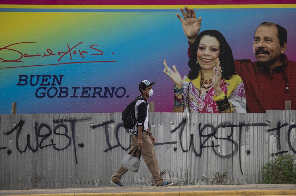 A billboard in Managua shows Nicaragua’s president, Daniel Ortega, and his wife, Rosario Murillo, the vice president. Ortega reclaimed the presidency in 2007 and has held it since; his family controls much of the country's media.INTI OCÓN/NYT