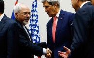 Iranian Foreign Minister Mohammad Javad Zarif, left, and U.S. Secretary of State John Kerry after a statement Nov. 24, 2013, in Geneva, where world powers and Iran agreed a landmark deal halting parts of Iran's nuclear program.Denis Balibouse/Reuters